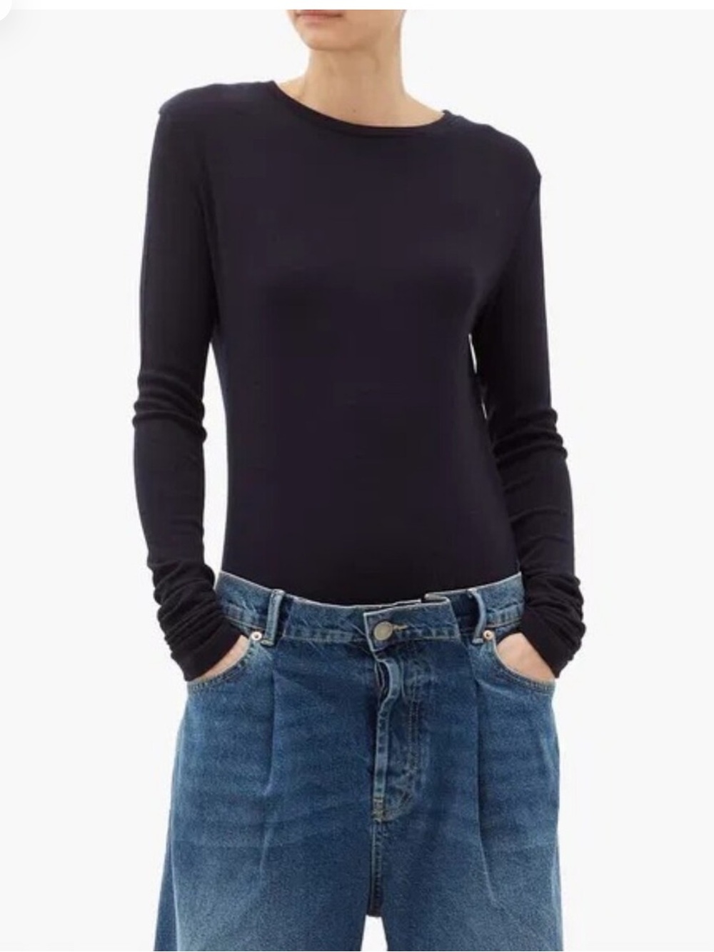 Raey organic wool black long sleeve t shirt